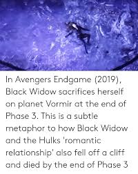 Endgame focuses on the remaining avengers as they attempt to undo thanos' actions. Black Widow Vormir