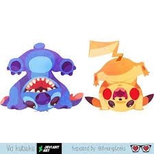 Pin By Aditi Venkatesh On Disney Art In 2020 Stitch And Pikachu Pokemon Crossover Pikachu