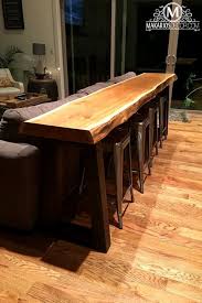 After installing a projector in my basement we had a lot of fun having friends and family over. Home Bar Table Live Edge Sofa Table Behind Couch Table Etsy In 2021 Home Bar Table Table Behind Couch Home