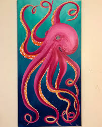 Pink Octo Etsy Octopus Painting Canvas Painting Diy Painting