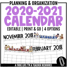 2020 2021 Editable Calendar In 2020 Editable Calendar Editable Monthly Calendar School Events