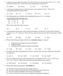 Types of chemical reaction worksheets answers chemical classification of chemical reactions worksheet quiz Solved Chemical Reaction That Is First Order In X Is Obse Chegg Com