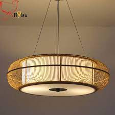 Dia 46 56cm Style Restaurant Living Room Pendant Lamp Japan Style Hand Knitting Bamboo Indoor Lighting Suspension Light In 2021 Ceiling Lamp Shades Bamboo Chandelier Single Pendant Lighting