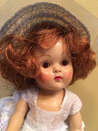 Vintage Vogue Strung Ginny Doll Tiny Miss Glad, 1952, Tosca Hair, Root Beer  Eyes