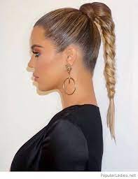 Amazing High Braided Pony Tail And Makeup High Ponytail Hairstyles Khloe Kardashian Hair Kardashian Hair