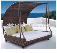 Outdoor Sun Bed Synthetic Lujo Canopy Sun Bed Wicke Tejer Sol Bedvv Lounge Chair Outdoor Rattan Outdoor Furniture Pool Furniture