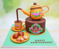 Teapot Theme Gravity Defying Cake For Anniversary Of Chaha House Company In Pune Gravity Defying Cake Anniversary Cake Wedding Cake Options