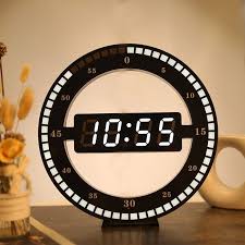 Circular Photoreceptive Led Digital Wall Clock Modern Design Dual Use Dimming Digital Clocks For Home Decoration Us Eu Plug Wall Clock Modern Led Wall Clock Round Wall Clocks