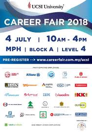 Datang saja ke malaysia education fair 2017 pada tanggal 28 oktober 2017 dari pukul 13.00 s/d 17.00 wib yang akan berlangsung di hotel. Ucsi Career Fair 2018