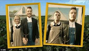 Highly ornamented roofline (spires, crosses, pinnacles) ornamented windows and doors Jimmy Kimmel Recreates American Gothic On The Bachelor