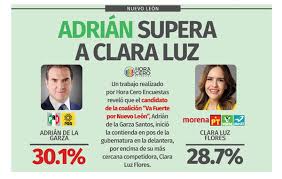 Se presentaron 57 candidaturas no registradas. Adrian Aventaja A Clara Luz Por La Gubernatura De Nuevo Leon
