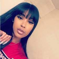 Leave your hair straight and pair it with some long, lovely bangs that lay just above the eyes. Amazon Com Oulaer Straight With Bangs Human Hair Wigs 13x4 Lace Front For Black Women Brazilian Virgin Hair Lace Frontal Wig With Baby Hair Pre Plucked Glueless Wigs Natural Color 150 Density