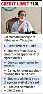 Compare credit cards for students & enjoy 5% cashback, $0 annual fee & 0% for 6 months! Bengal Student Credit Card To Roll Out By June 30 Kolkata News Times Of India