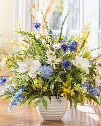 Magnolia Larkspur Daisysilk Flower Arrangement Spring Flower Arrangements Summer Flower Arrangements Church Flower Arrangements