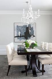 With a rich cherry finish, a smooth, contoured table top and a casual yet sophisticated veneer table design, this dining set will add a polished feel to your home. Ivory And Blue Dining Room With Nailhead Chairs Contemporary Dining Room