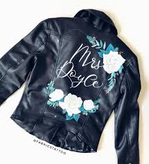 Wedding Bridal Hand Painted Leather Jacket Painted Leather Jacket Leather Jacket Wedding Custom Leather Jackets