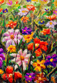 This painting once framed would look great on any wall be it that of a commercial space or a residential space. Colorful Flowers Original Oil Painting Art Floral Landscape Stock Photo Picture And Royalty Free Image Image 95666578