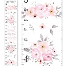 Buy Pink Nursery Growth Chart Personalized Canvas Growth