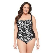 Plus Sizes Womens One Piece Black Merona Swim Bathing Suit Xl 14w To 22w Ebay