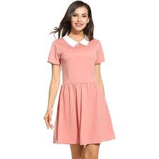 Women S Casual Short Sleeve Doll Collar Dress Peter Pan Collar Work 50 Liked On Polyvore Featuring Dre Work Dresses For Women Doll Collar Dress Dresses