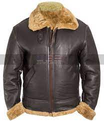 Tom Hardy Dunkirk Farrier Shearling Sheepskin Brown Bomber Leather Jacket Jackets Leather Jacket Leather Bomber Jacket