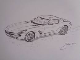 I had a lot of concentration (no, i don't have fun, i'm more passionate with my artwork) doing this drawing. Mercedes Benz Sls Amg Made In 2012 Pencil Drawing By Joan Mane All Pyrenees France Spain Andorra