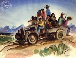 Migrant Workers 1946 Migrant Worker Arches Watercolor Paper California Art