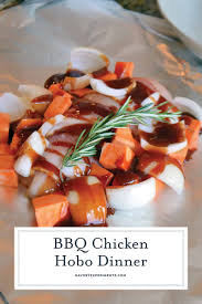 Try these delicious sausage & veggie tin foil dinner packets for an excellent backyard grilling or camping meal idea. Bbq Chicken Hobo Dinner Bbq Sweet Potatoes Chicken Foil Packets