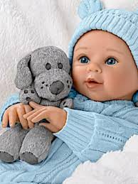 Sherry Rawn So Truly Real Aiden, My Snuggle Pup Vinyl Baby Doll And Plush  Dog Set