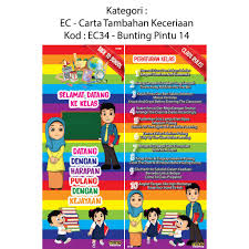 Sticker peraturan kelas *dwibahasa ingin menempah? 2pcs Bunting Keceriaan Pintu Kelas Selamat Datang Dan Peraturan Kelas Ec34 Shopee Malaysia