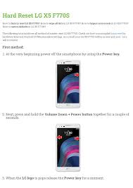 Hard Reset LG X5 F770S ...