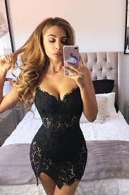 Black Lace Sleeveless Strappy Mini Dress Chicida Mini Dress Formal Mini Dress Black Dress Outfits