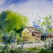 Watercolor Landscape Painting India Art Chandigarh Sikander Old Watercolors W Watercolor Landscape Watercolor Landscape Paintings Landscape Paintings