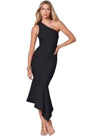 Black One Shoulder Tulip Party Dress Classy Dress Cheap Dresses Casual Party Dress Classy