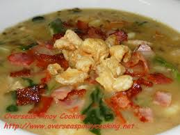 This recipe is actually a classic filipino soup made with mung beans. Ginisang Munggo With Bacon And Pork Chicharon