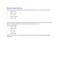 Sebelum membahas lebih lanjut ada baiknya kita memahami terlebih dahulu pengertian dari sinonim (synonym). Nota Antonim Dan Sinonim 2