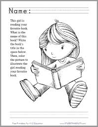 Use the interactive coloring machine to decorate your design online or print to color at home. Girl Reading Your Favorite Book Coloring Page Worksheet Student Handouts