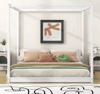 ‫Amazon.com: Harper & Bright Designs מיטת קינג חופה מעץ 4 ...‬‎