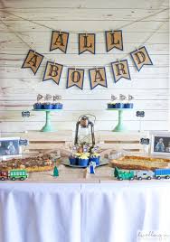 Themed Thomas The Train Birthday Party Ideas For Toddlers How To Throw A Vintage Train 1st Birthday Party Dwelling In Happiness Boy Birthday Parties Toddler Birthday Party Vintage Train Party