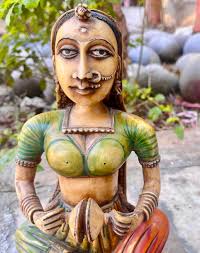 Ethnische Knochen Inlay Musiker Frau Statue, indische Skulptur,  handgeschnitzte Statue, Unikat, Kamelknochen, Kunst Sammlerstücke,  Rajasthani Lady