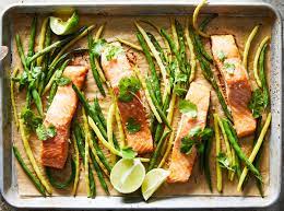 Maple And Miso Sheet Pan Salmon With Green Beans Recipe Nyt Cooking