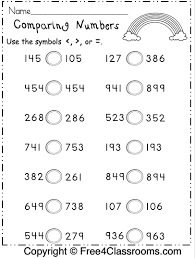 free comparing numbers worksheets 3 digit free4classrooms