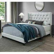 Tianna Tufted Upholstered Low Profile Standard Bed In 2021 Panel Bed Frames Upholstered Panel Bed Upholstered Platform Bed
