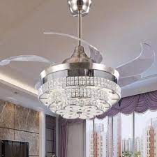Crystal led ceiling light stair chandelier spiral pendant lamp lighting fixture. Modern Retractable Ceiling Fan Crystal Chandelier My Aashis