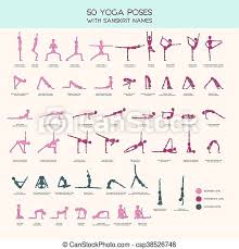While many of the oldest mentioned asanas are indeed seated postures. Yoga Poses Stick Figure Set Vector Set Of Stick Figures Doing Yoga Asanas Yoga People Infographics 50 Basic Poses For Canstock
