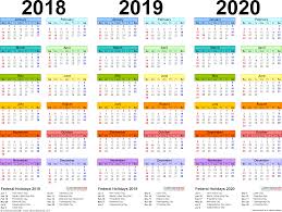 2018 2020 Three Year Calendar Free Printable Pdf Templates