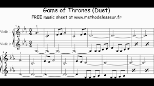 The rhythm can be a little tricky with those syncopations (starting out on 8th notes), but you know how it goes. Game Of Thrones 2 Violins Duet Free Sheet Music Youtube