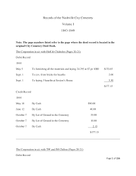 Records of the Nashville City Cemetery Volume I 1843-1849