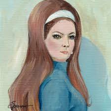 Original Artwork Gouache Retro Vintage Fashion Nostalgic Figurative Art  60's Woman's Portrait Mary Sparrow Print of Painting Fun Gift of Art