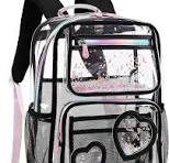 Clear Backpack for Girls Women Transparent Kids Elementary College School  Bag Travel Laptop Backpacks Large Bookbags (Black)